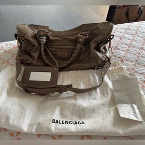 Balenciaga Taupe Leather Shoulder Bag